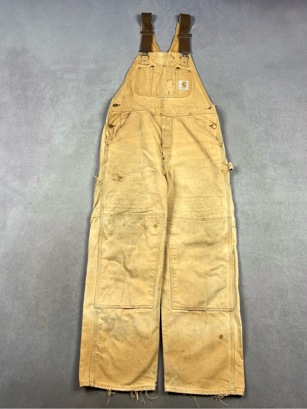 Carhartt Men's Brown Duck Canvas Overalls - Tan Work Dungarees